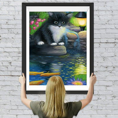 Katze am Teich Diamond Painting