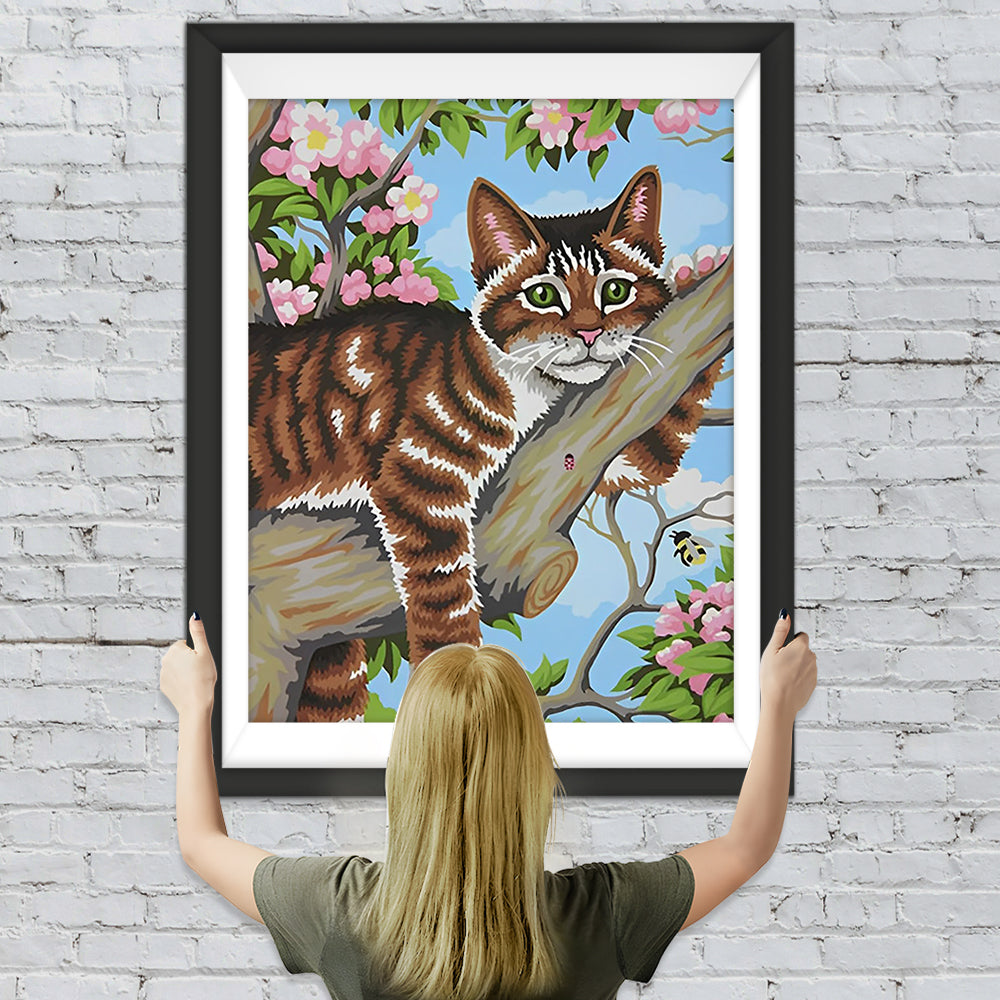 Katze auf dem Baum Diamond Painting