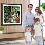 Katze auf dem Weihnachtsgeschenk Diamond Painting