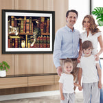 Katze auf einem Bücherregal Diamond Painting