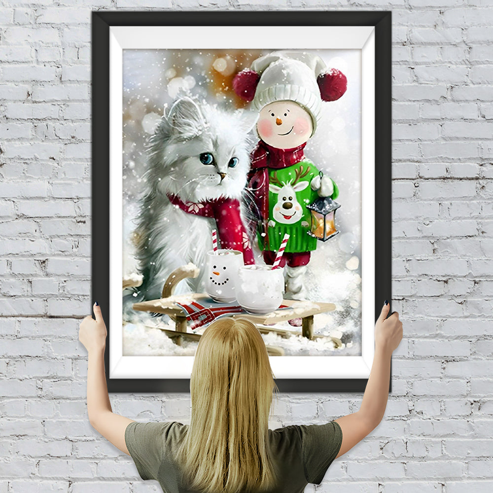 Katze Elch Weihnachten Diamond Painting