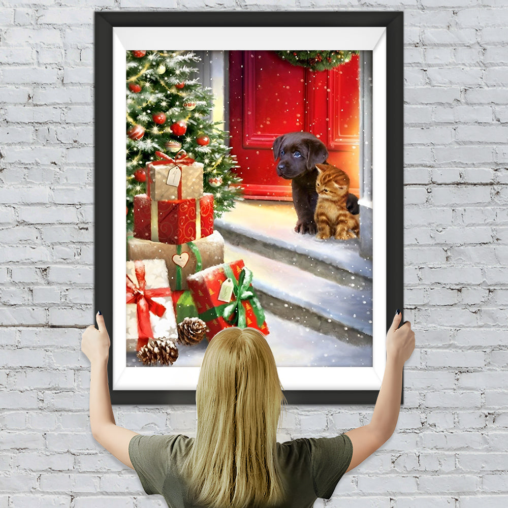 Katze Hund Geschenke Weihnachtsbaum Diamond Painting