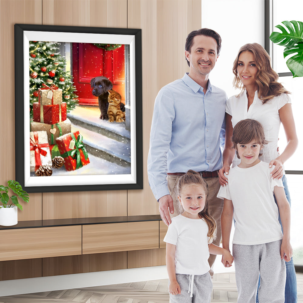 Katze Hund Geschenke Weihnachtsbaum Diamond Painting