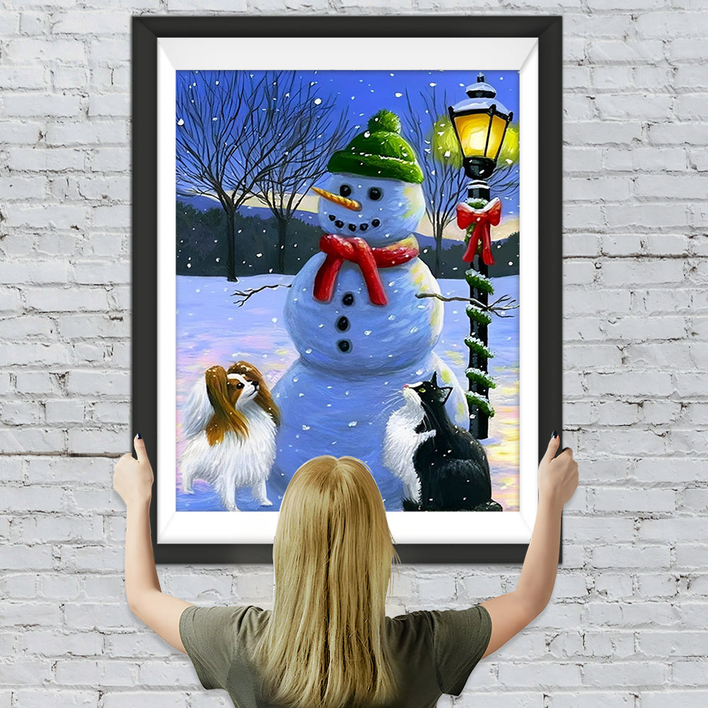 Katze Hund Schneemann Diamond Painting