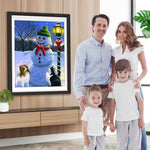 Katze Hund Schneemann Diamond Painting