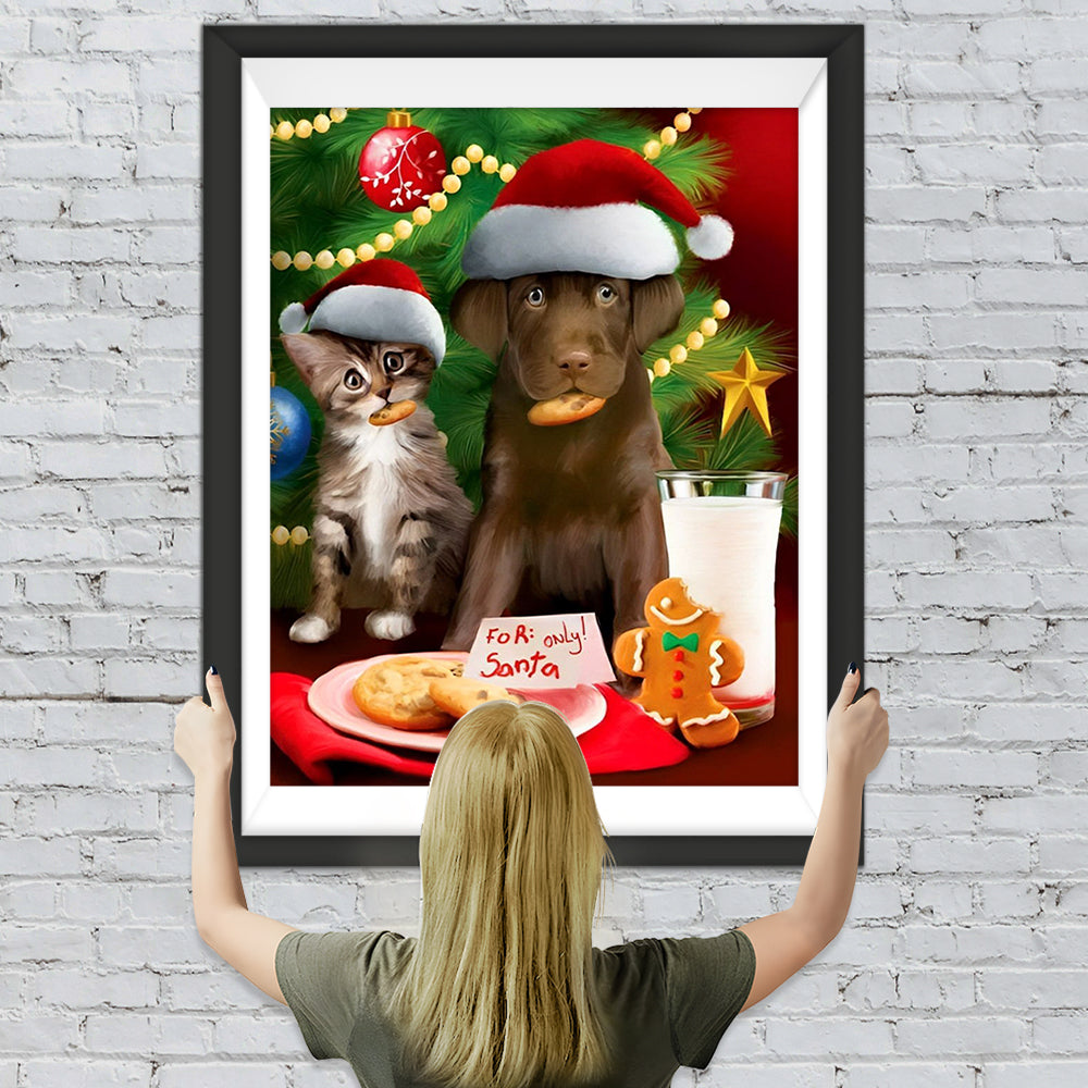Katze Hund Weihnachtsbaum Kekse Diamond Painting