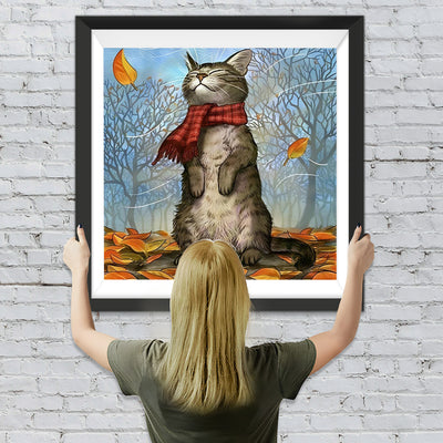 Katze im Herbst Diamond Painting