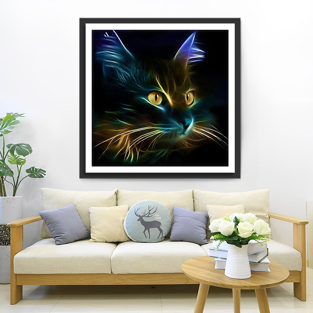 Katze leuchtet im Dunkeln Diamond Painting
