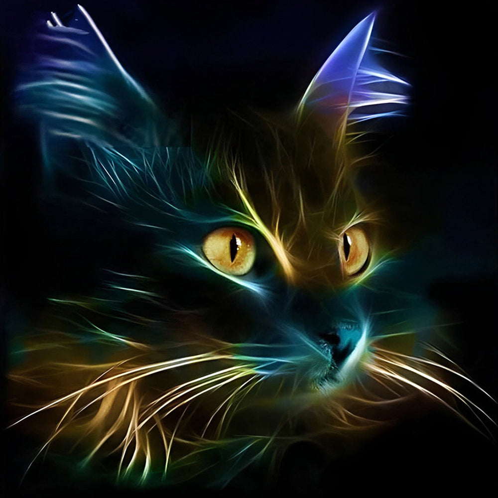 Katze leuchtet im Dunkeln Diamond Painting