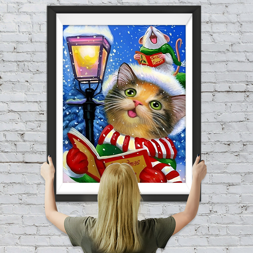 Katze Maus Straßenlaterne Diamond Painting