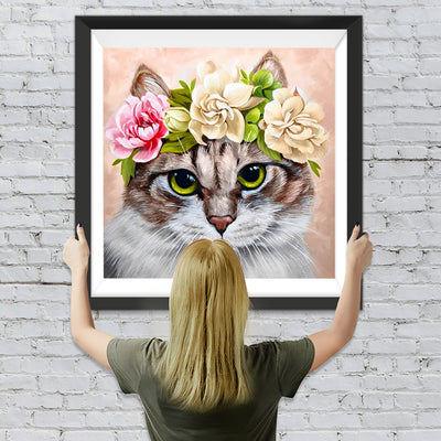 Katze mit Blumen Diamond Painting