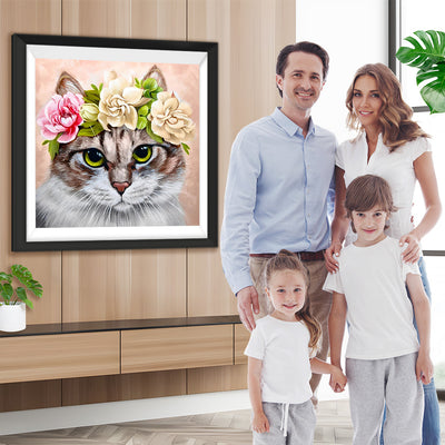 Katze mit Blumen Diamond Painting