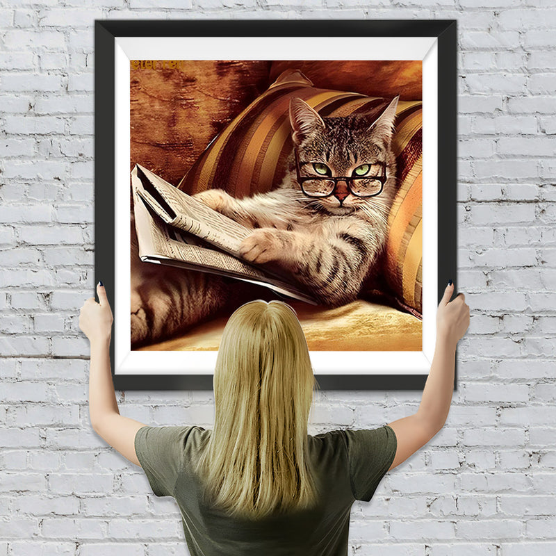 Katze mit Brille Diamond Painting