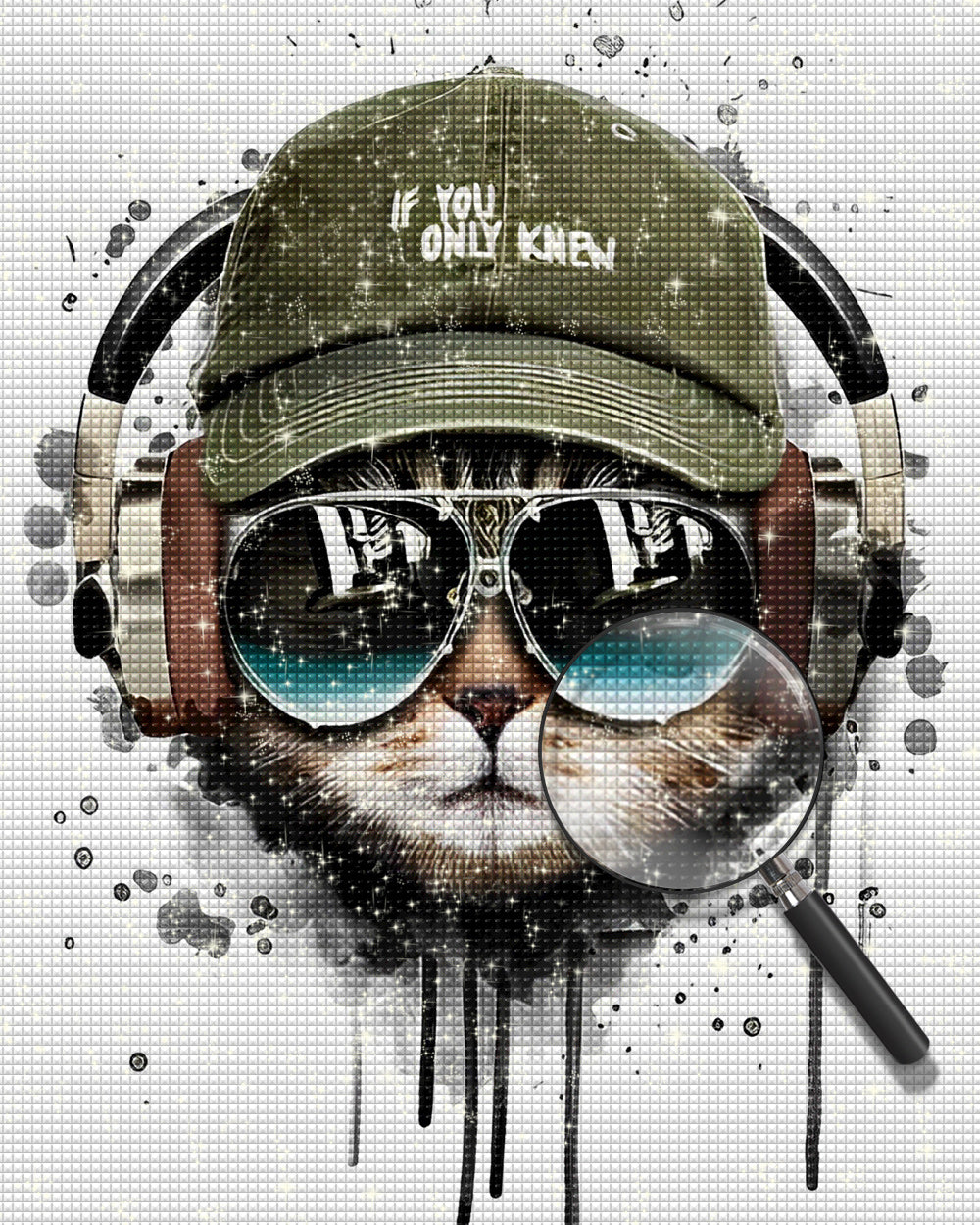 Katze mit Sonnenbrille und Hut Diamond Painting