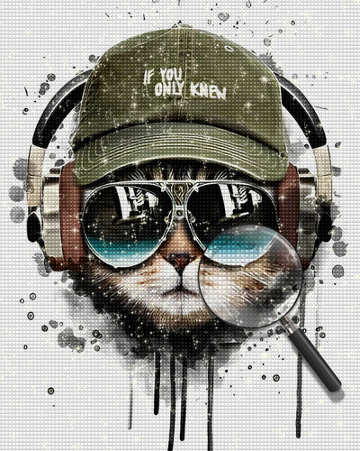 Katze mit Sonnenbrille und Hut Diamond Painting