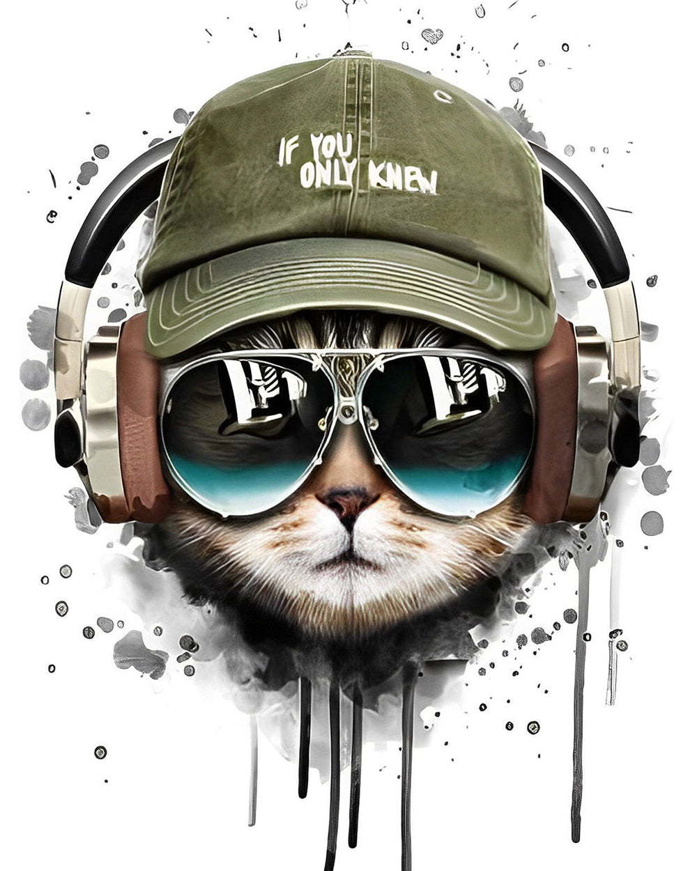 Katze mit Sonnenbrille und Hut Diamond Painting