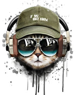 Katze mit Sonnenbrille und Hut Diamond Painting