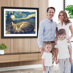 Katze schläft unter dem Sternenhimmel Diamond Painting