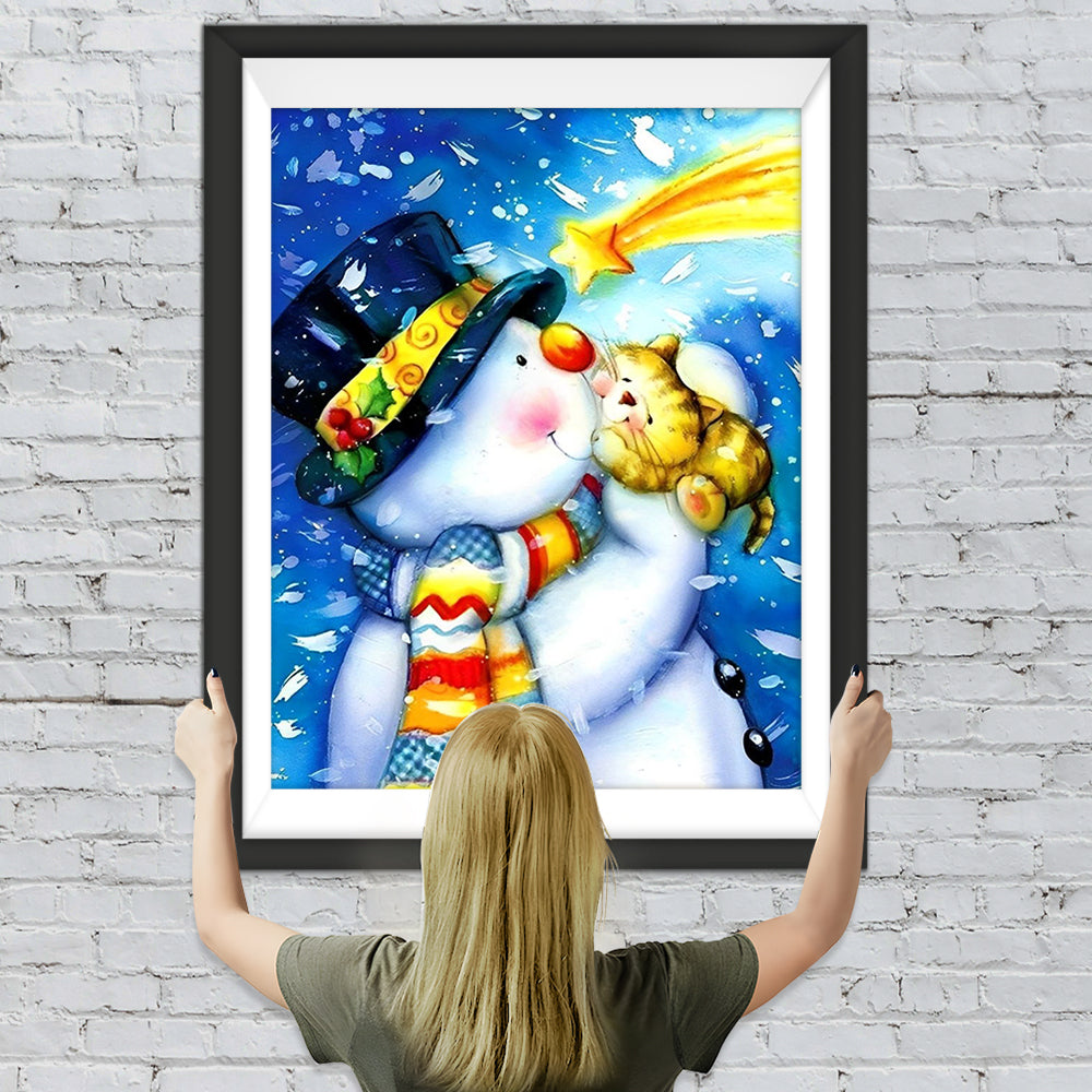 Katze Schneemann Stern Diamond Painting