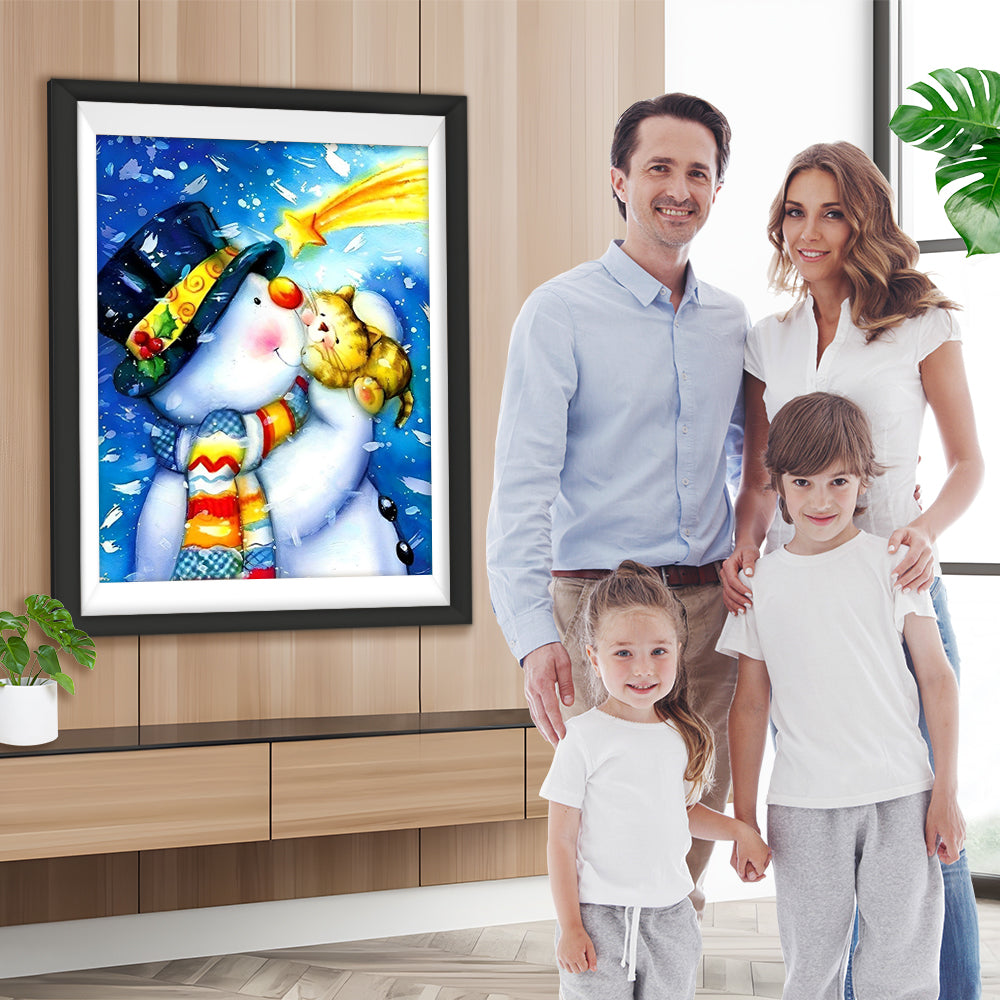 Katze Schneemann Stern Diamond Painting