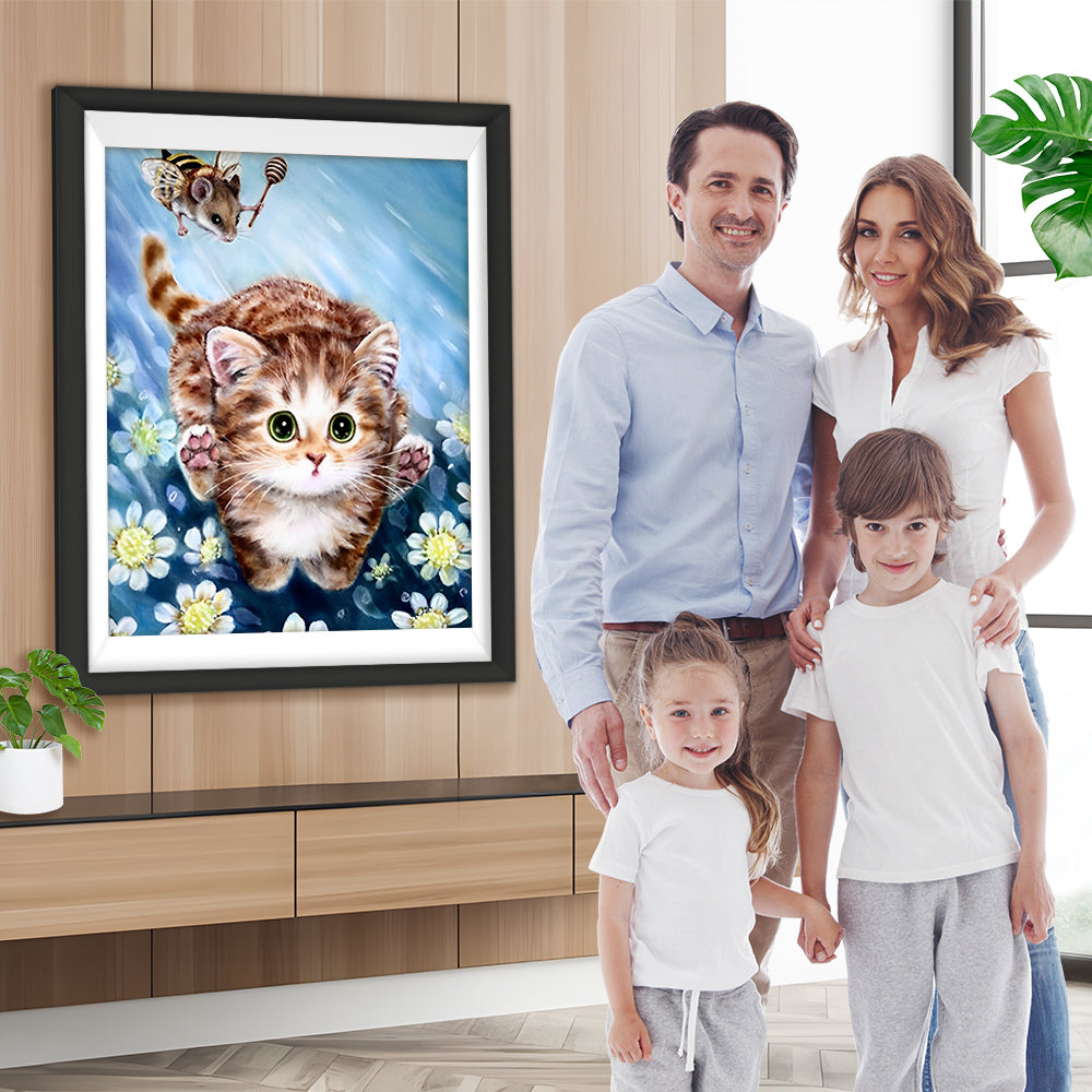 Katze und fliegende Maus Diamond Painting