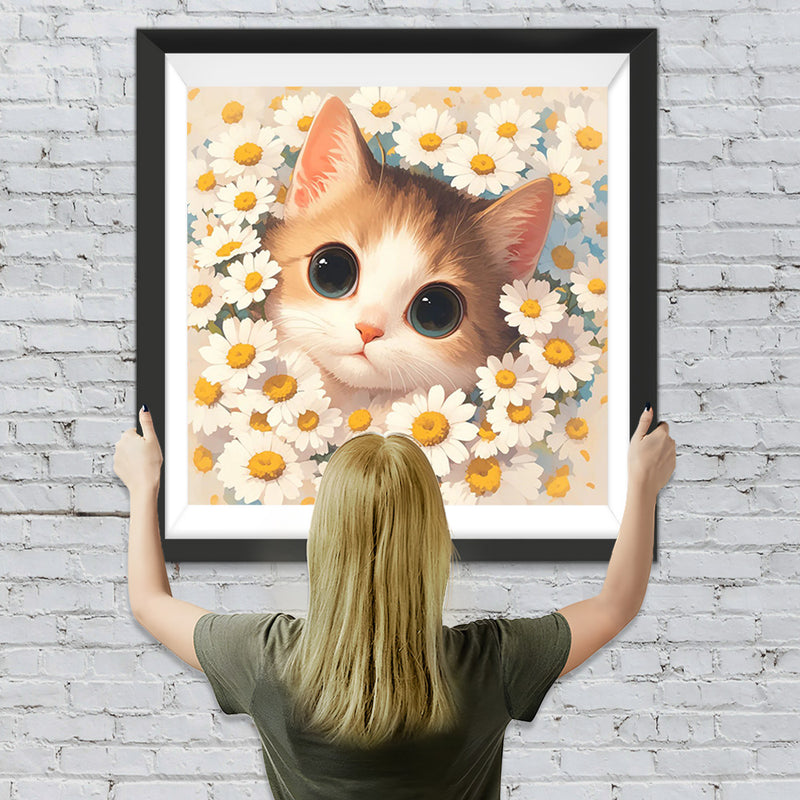 Katze und Gänseblümchen Diamond Painting