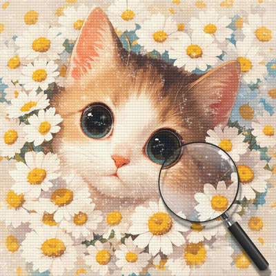 Katze und Gänseblümchen Diamond Painting