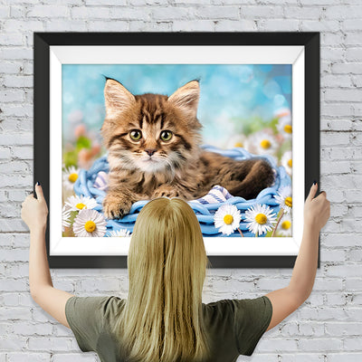 Katze und Gänseblümchen Diamond Painting