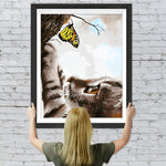 Katze und gelber Schmetterling Diamond Painting