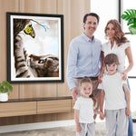 Katze und gelber Schmetterling Diamond Painting