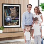 Katze und Globus Diamond Painting