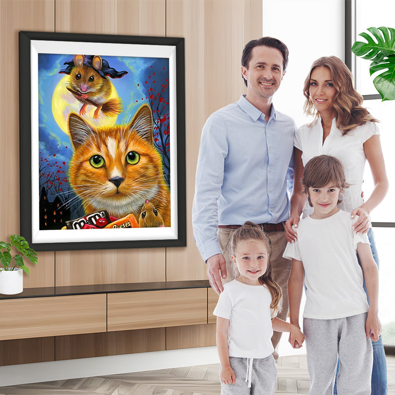 Katze und Hamster an Halloween Diamond Painting