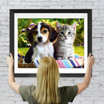 Katze und Hund im Korb Diamond Painting