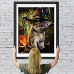 Katze und Kürbislaterne Diamond Painting