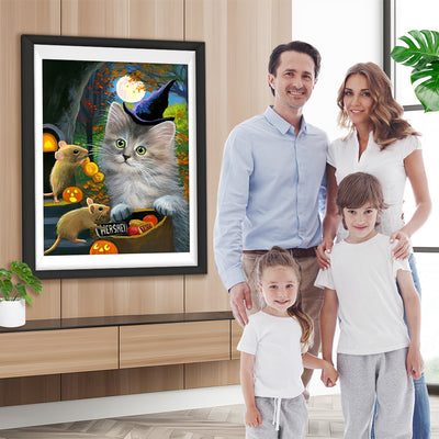 Katze und Maus an Halloween Diamond Painting