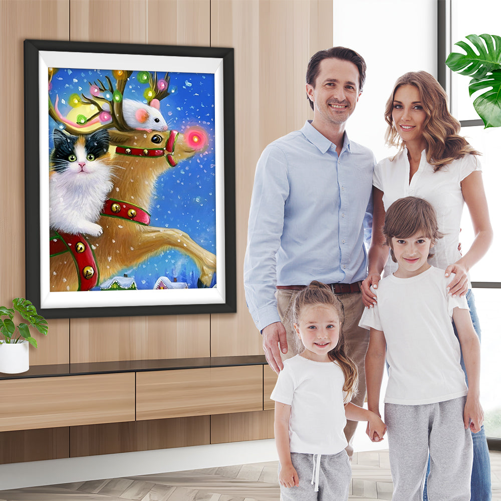 Katze und Maus auf dem Elch Diamond Painting