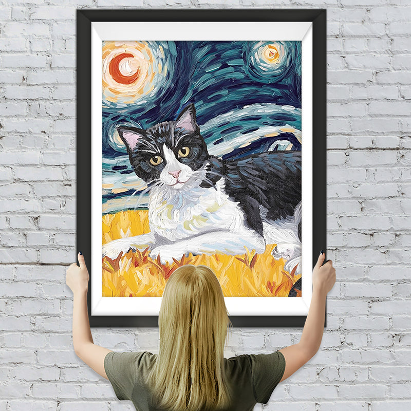 Katze und Sternenhimmel Diamond Painting