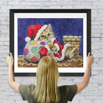 Katze und Weihnachtsgeschenke auf dem Dach Diamond Painting