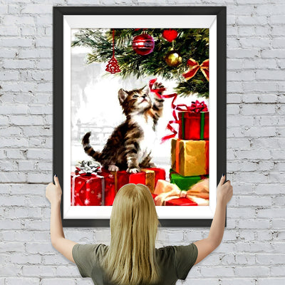 Katze und Weihnachtsgeschenke Diamond Painting