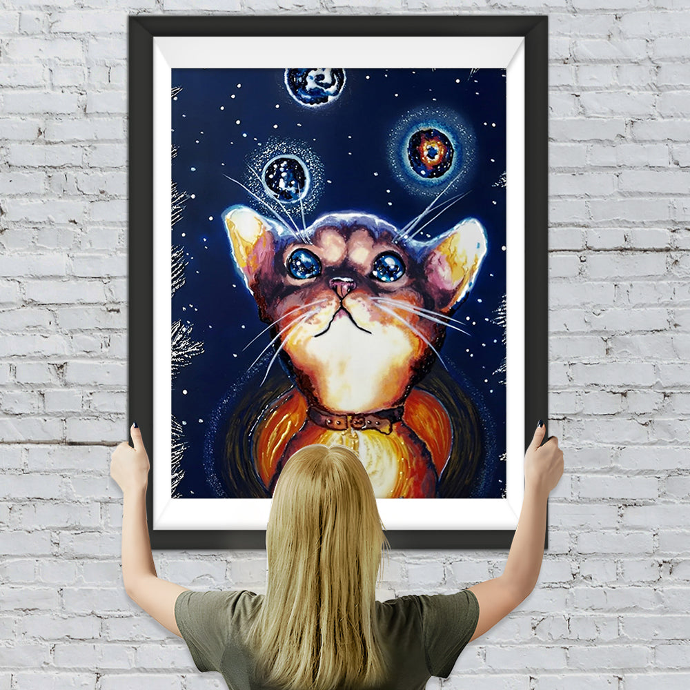 Katze unter Sternenhimmel Diamond Painting