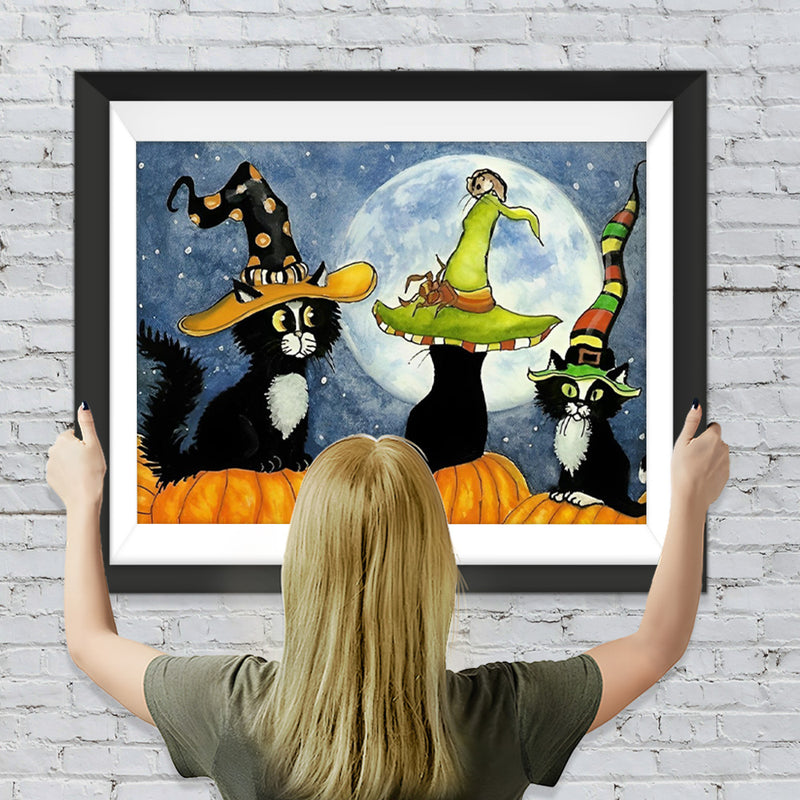 Katzen an Halloween Diamond Painting