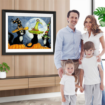 Katzen an Halloween Diamond Painting