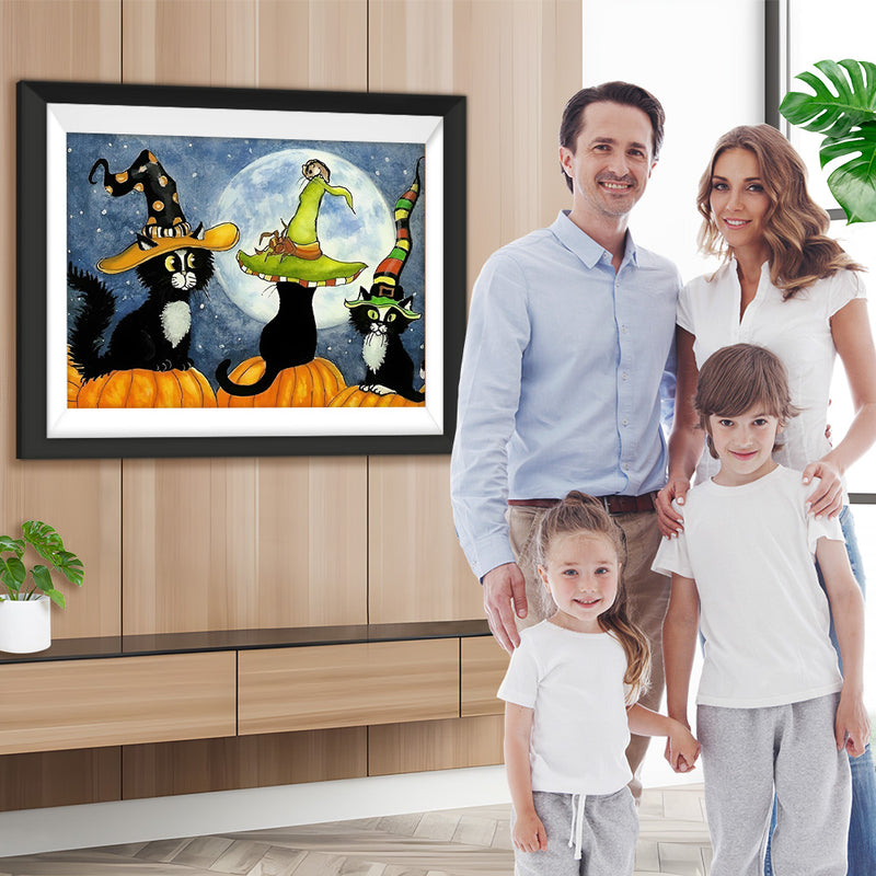 Katzen an Halloween Diamond Painting