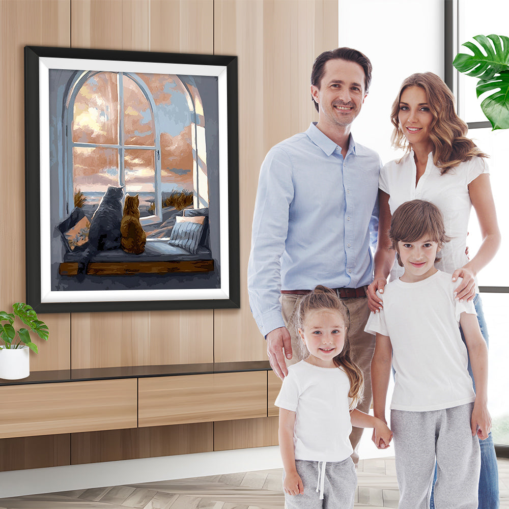 Katzen auf der Fensterbank Diamond Painting