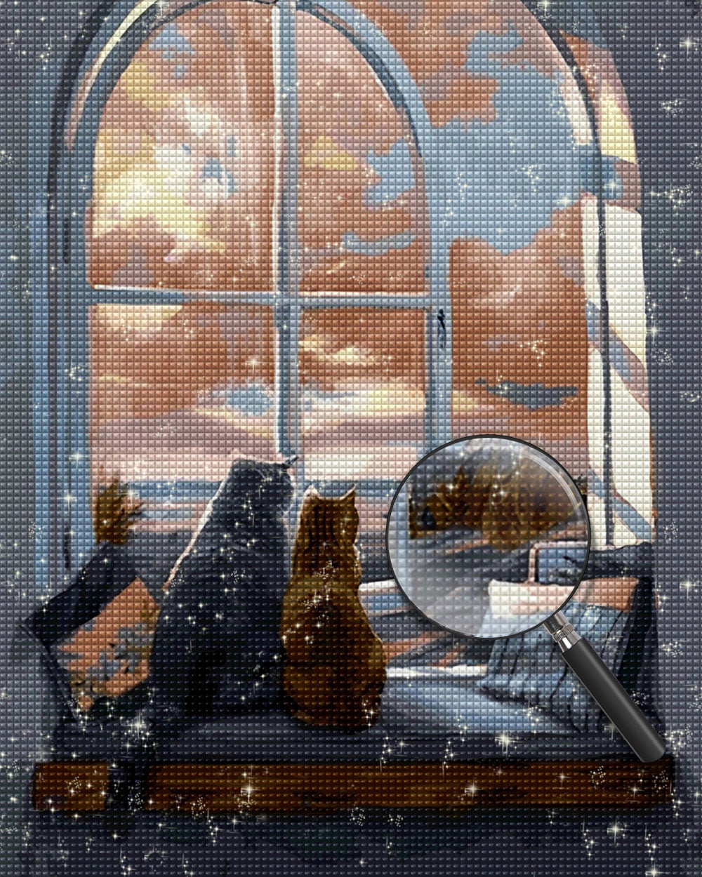 Katzen auf der Fensterbank Diamond Painting
