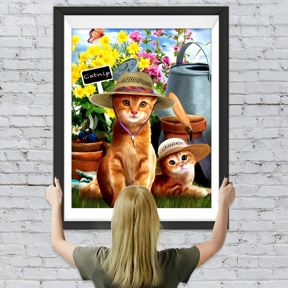 Katzen im Garten Diamond Painting
