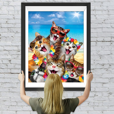 Katzen im Urlaub am Meer Diamond Painting