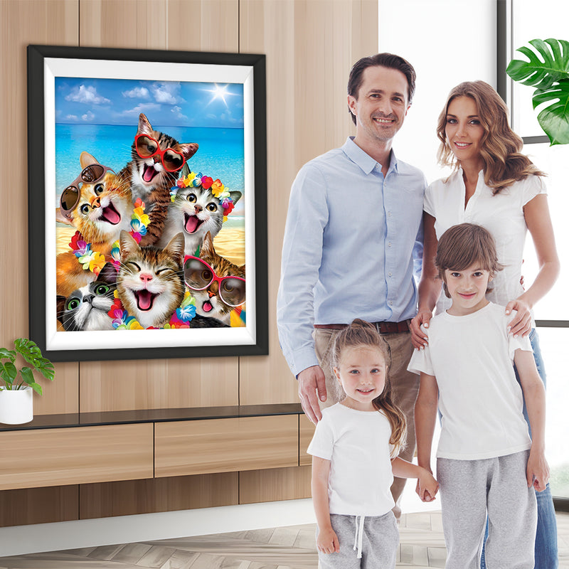 Katzen im Urlaub am Meer Diamond Painting