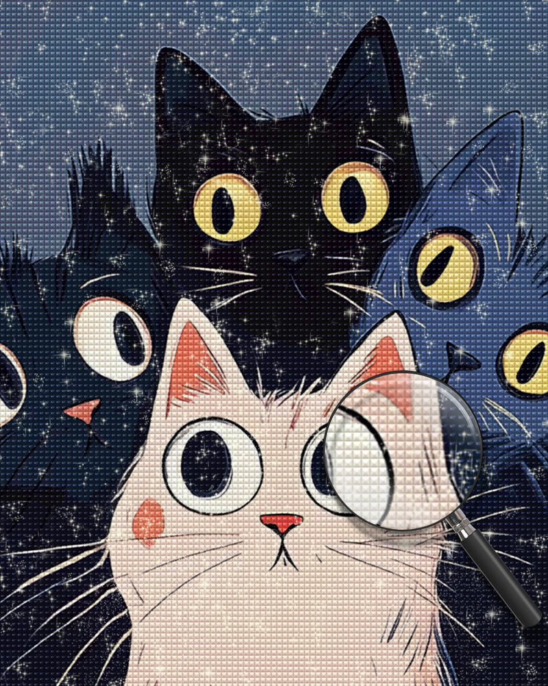 Katzen mit großen Augen Diamond Painting