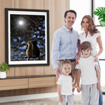 Katzen Mond Baum Diamond Painting